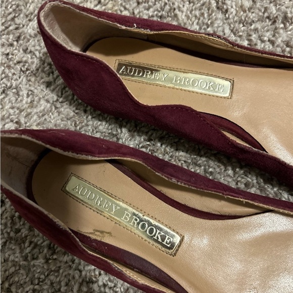 Audrey Brooke Elegant Burgundy suede Flats with Embellished Buckle - Picture 2 of 4